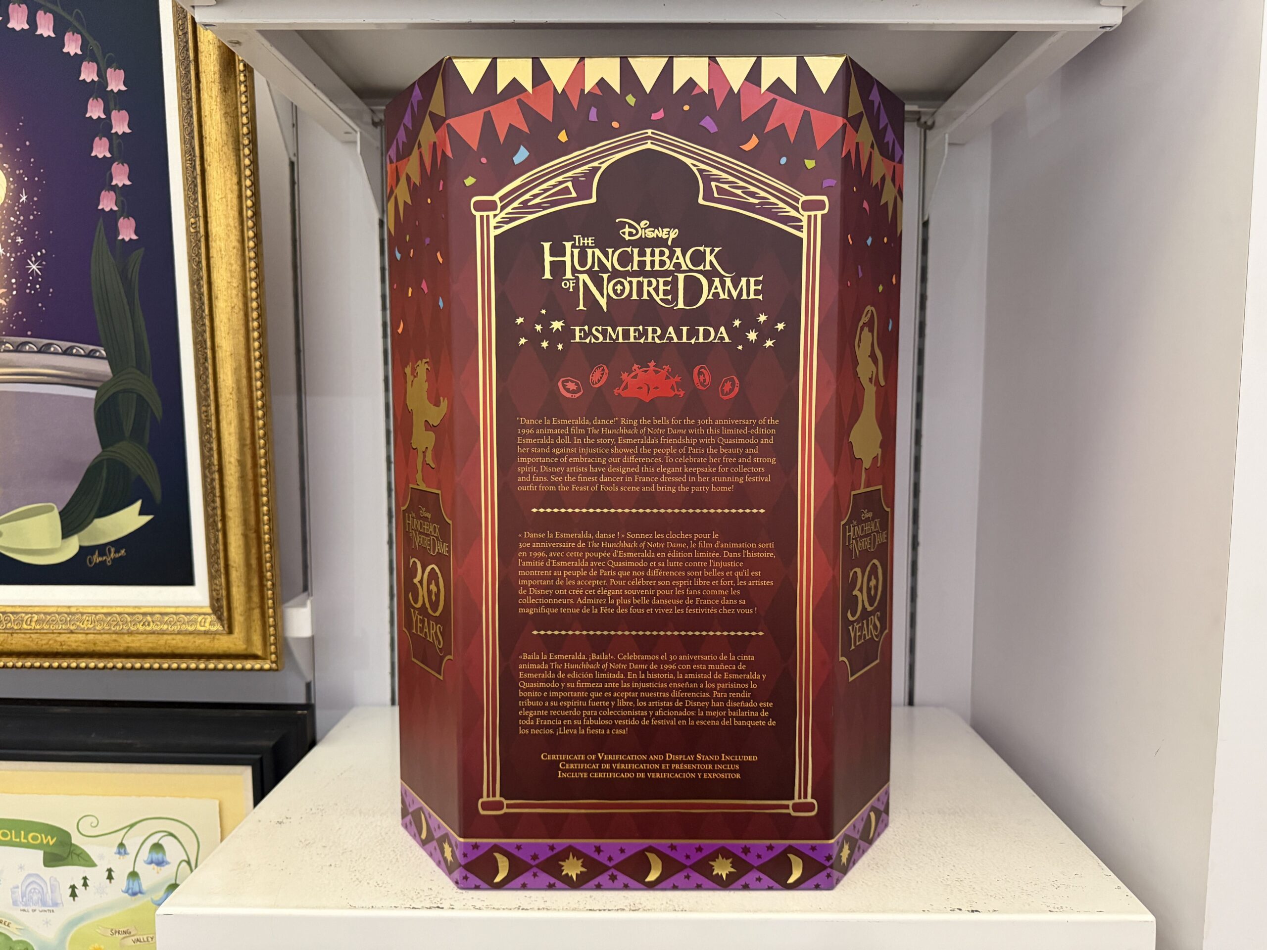 Only 3,100 Esmeralda dolls were made worldwide as part of The Hunchback of Notre Dame 30th Anniversary Collection. The Hunchback of Notre Dame 30th Anniversary Collection debuted at D23: The Ultimate Fan Event this August and is also available as part of the D23 Collections online at Disney Store.