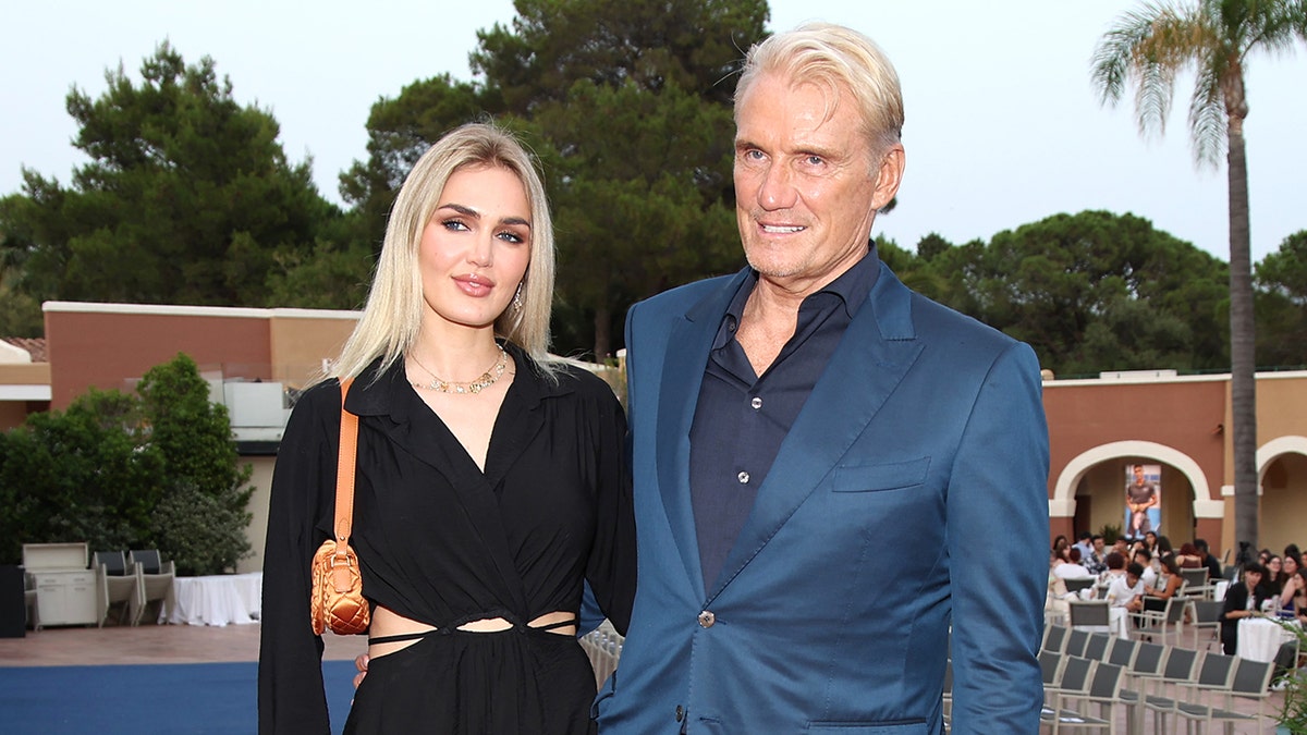 Dolph Lundgren and Emma Krokdal on the red carpet at Filming Italy in June 2024.
