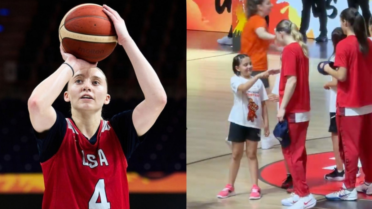 Paige Bueckers improvises adorable handshake with young fan at World Cup