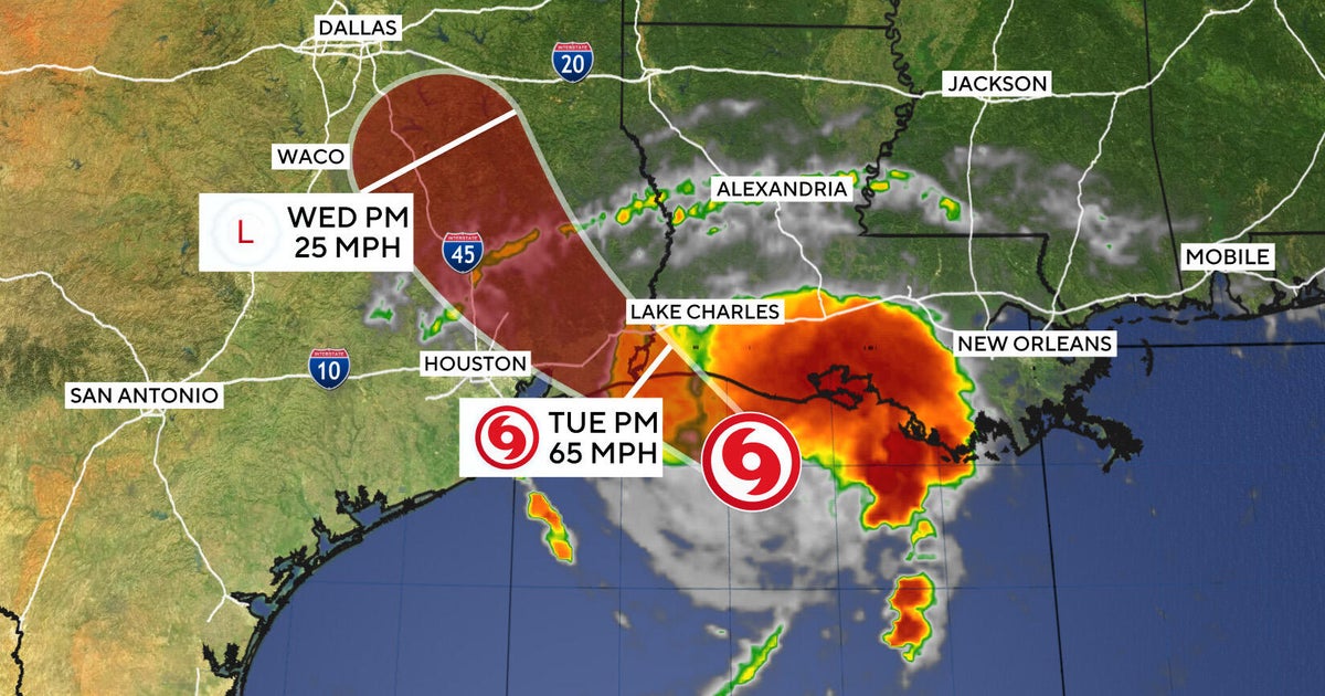 Tropical Storm Edouard strengthens as it bears down on Louisiana, Texas coasts. Maps show the forecast path.