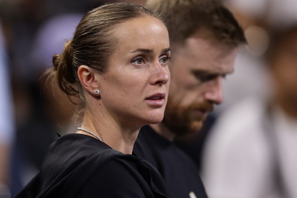 Elina Svitolina watches her husband Gael Monfils play in the U.S. Open.