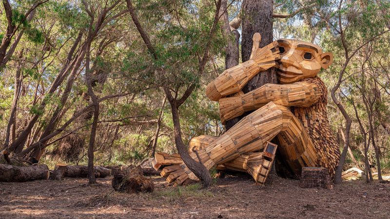 A towering troll made of scrap wood may soon be watching over the Congaree River, as officials in Cayce move forward with plans to bring famous art to SC. (Credit: Thomas Dambo)