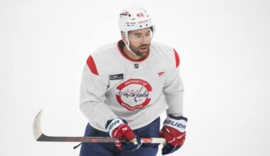 Tom Wilson joins Capitals informal skates after completing duties at NHL Player Media Tour