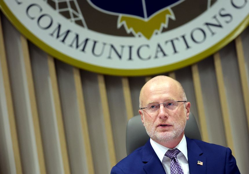 Chairman of the Federal Communications Commission Brendan Carr participates in a FCC meeting at the Federal Communications Commission headquarters on February 18, in Washington, DC.
