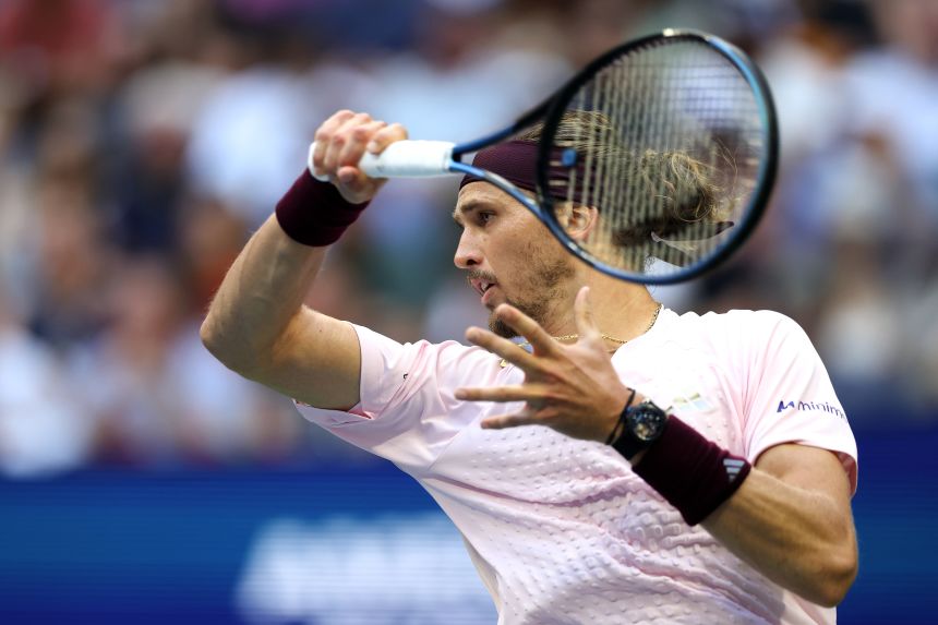 Alexander Zverev returns a shot in the Men's Singles Final match at the US Open on September 13, 2026.
