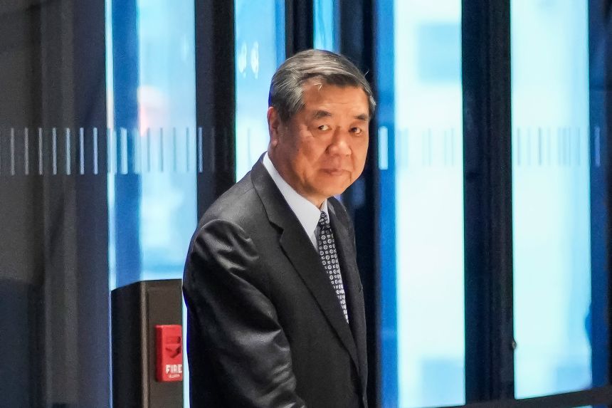 Chinese Vice Premier He Lifeng arrives for a meeting with US Treasury Secretary Scott Bessent in New York on September 20, 2026.