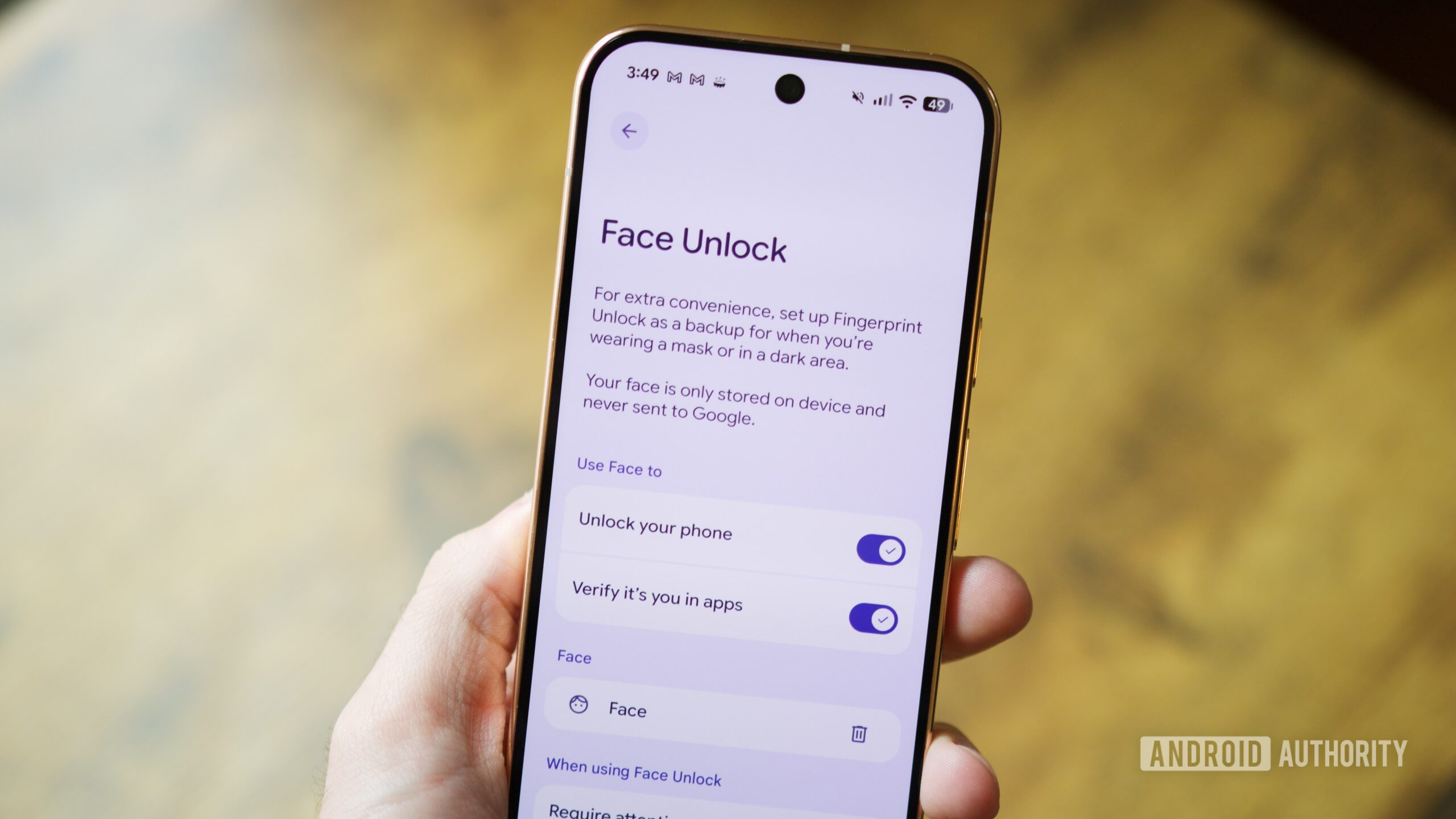Face Unlock settings on the Google Pixel 11 Pro.