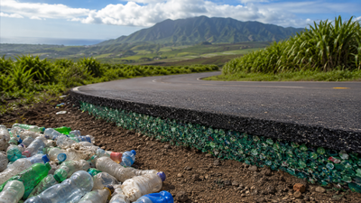 Hawaii put 195,000 plastic bottles’ worth of recycled plastic into Fort Weaver Road in 2022, but the experiment came with a hidden environmental question