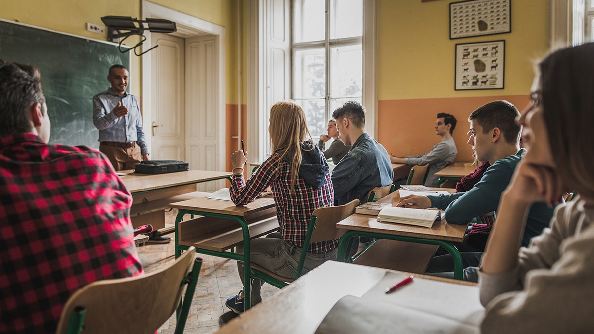 Stock image of students in classroom