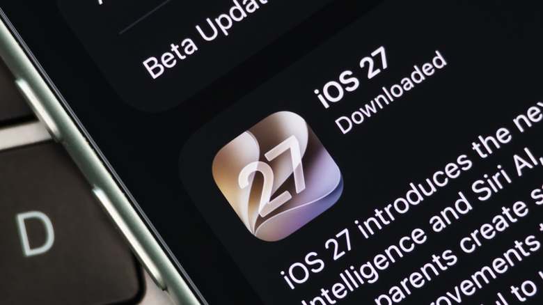 iOS 27 update showing up on an iPhone.