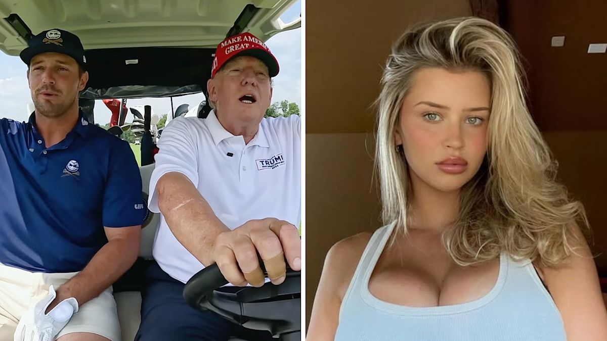 President Trump Spotted With Golfer Bryson DeChambeau and Viral Hockey Goalie Mikayla Demaiter