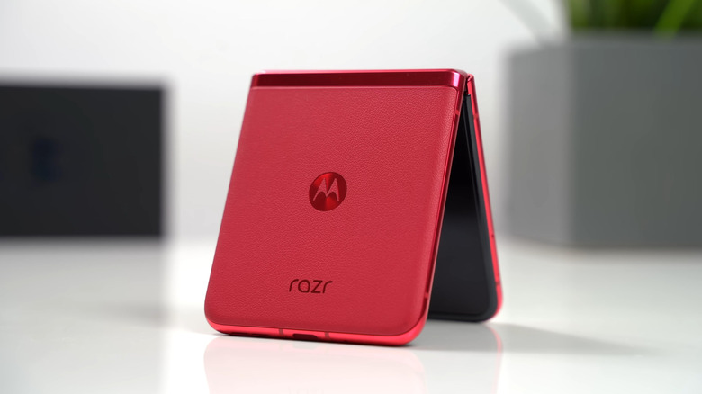 Red Motorola Razr foldable smartphone
