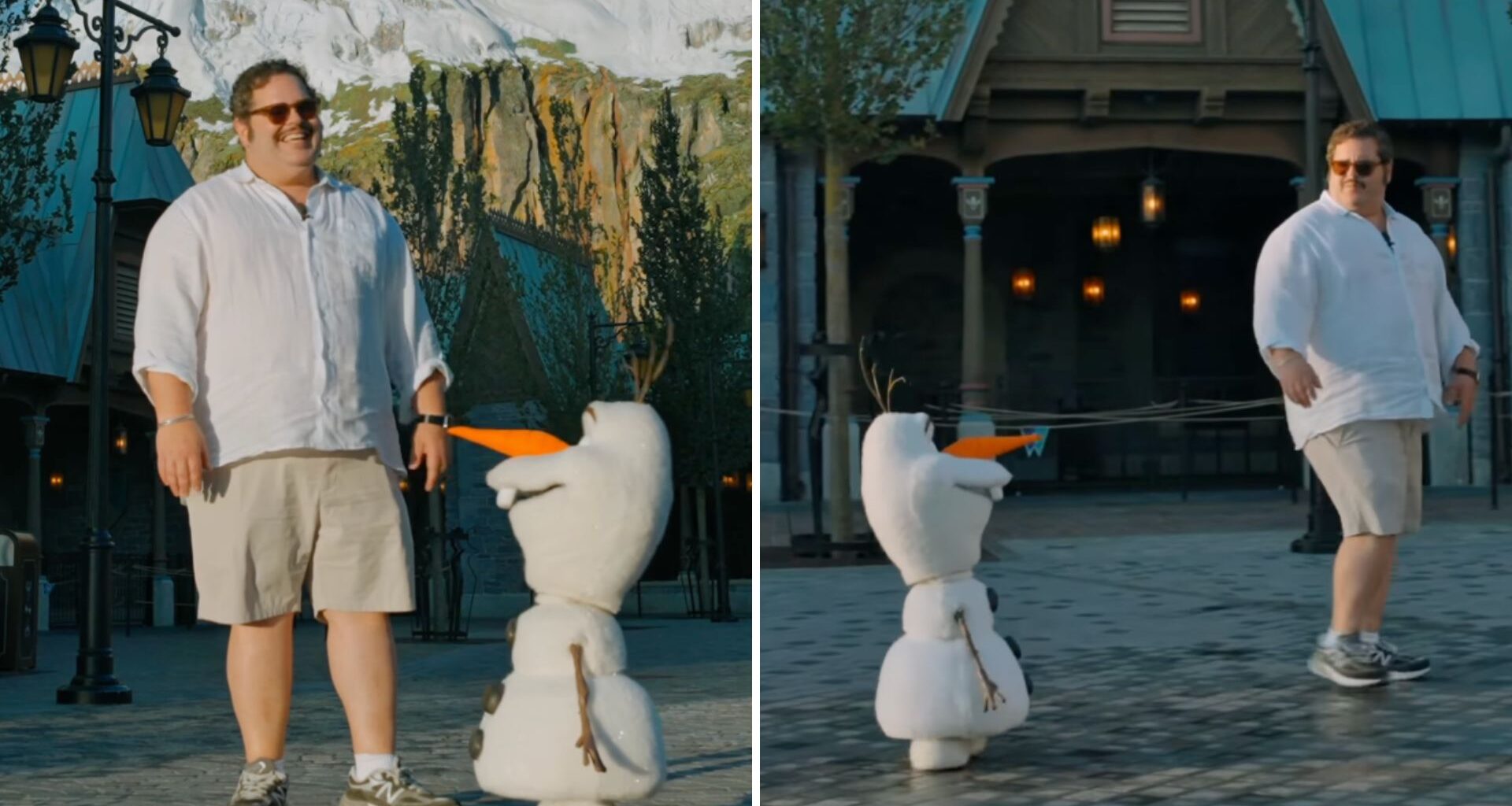 Josh Gad Meets Walking, Talking Olaf Animatronic at Disneyland Paris