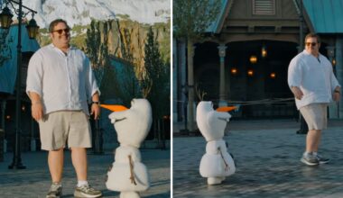 Josh Gad Meets Walking, Talking Olaf Animatronic at Disneyland Paris