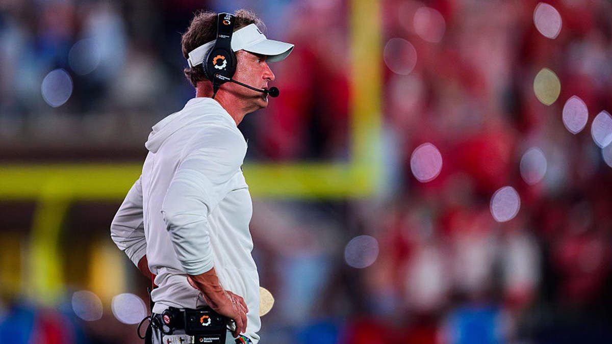 Head coach Lane Kiffin of the LSU Tigers in action against the Ole Miss Rebels at Vaught Hemingway Stadium on September 19, 2026 in Oxford, Mississippi.