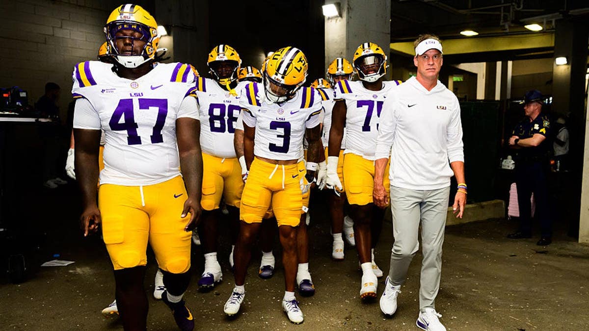 Head coach Lane Kiffin of the LSU Tigers prior to a game against the Ole Miss Rebels at Vaught Hemingway Stadium on September 19, 2026 in Oxford, Mississippi.