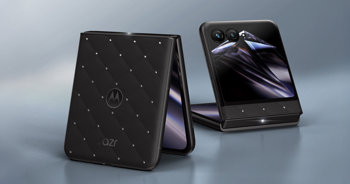 motorola gives its razr a quilted shell covered in swarovski crystals