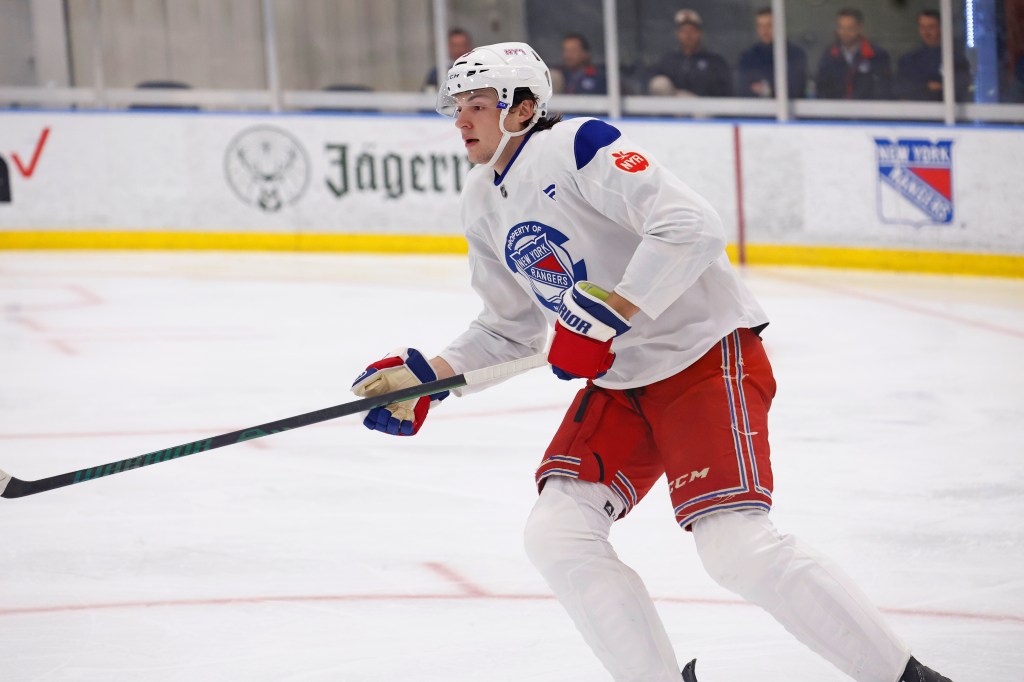 New York Rangers center Matt Rempe (73) during training camp.