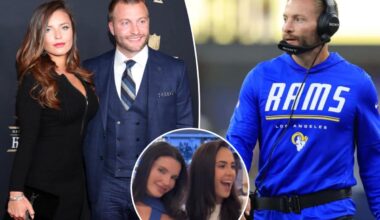 Sean McVay’s wife rocks cutout blue top at Rams-Giants game
