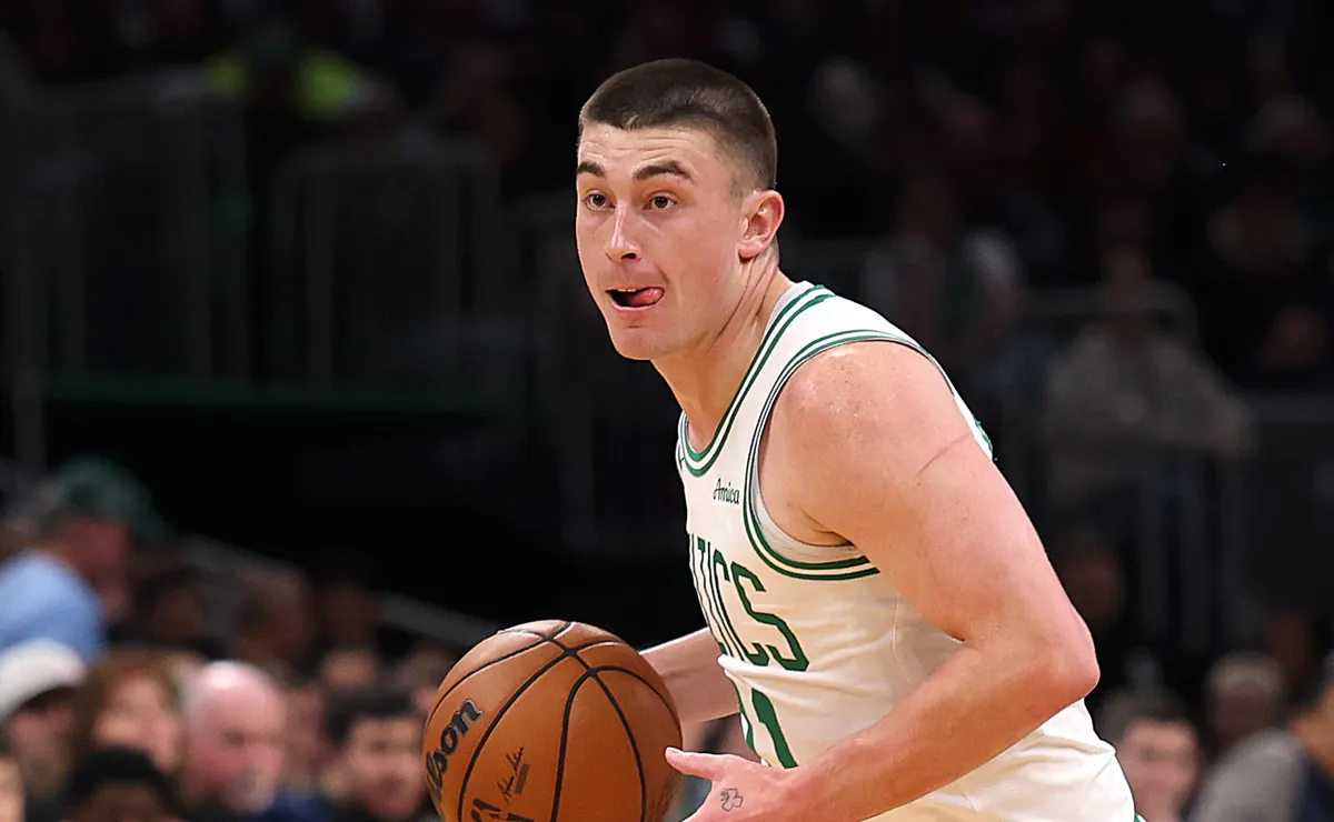 Payton Pritchard #11 of the Boston Celtics.