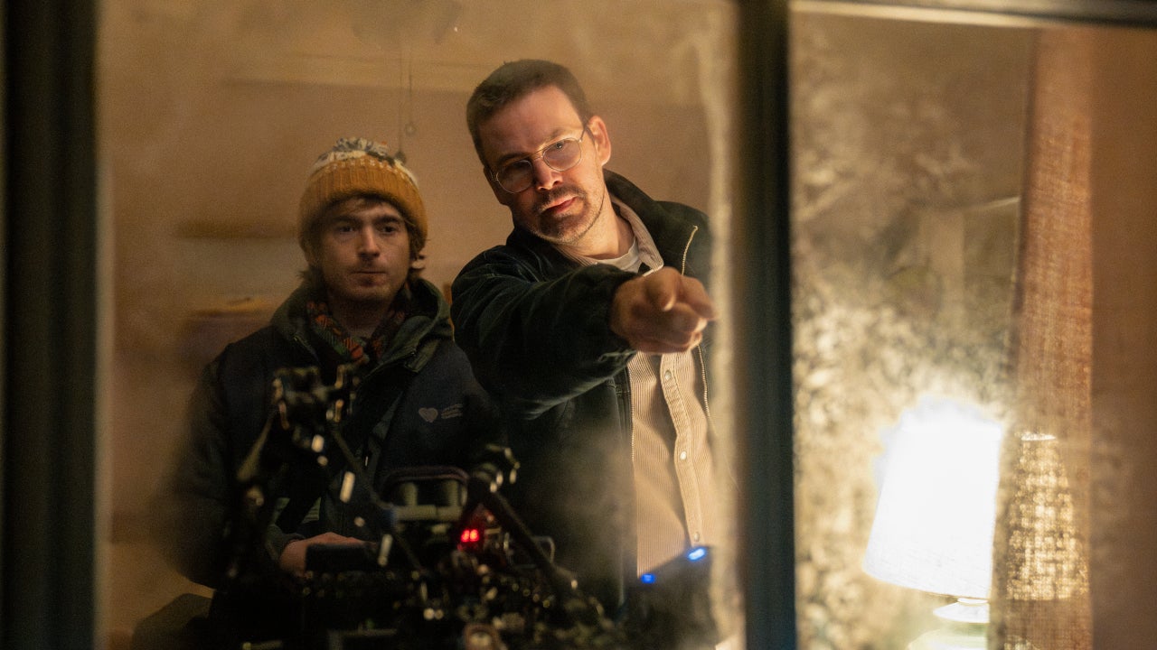 Zach Cregger and Austin Abrams on the set of "Resident Evil"