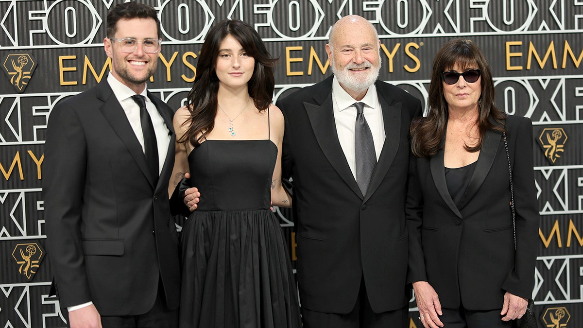 Rob Reiner with his children and his wife on the red carpet at the Emmy Awards.