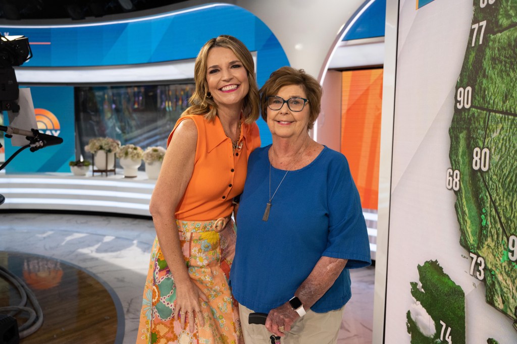 Savannah Guthrie and her mother Nancy Guthrie smiling on the "Today" show set.