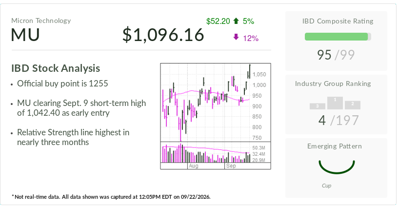 Micron, Stock Of The Day, Surges Past Early Buy Point With Earnings Ahead