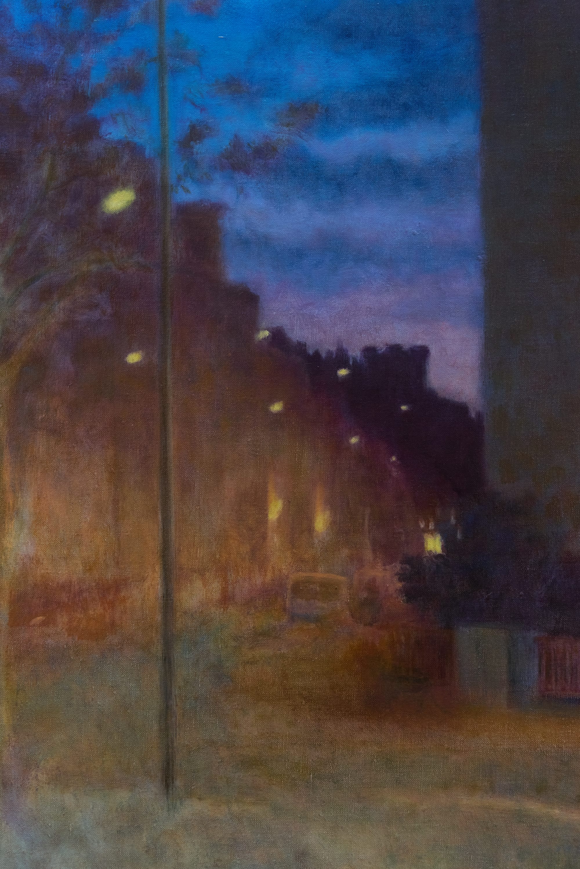 a painting by clio sze to of a nighttime street scene