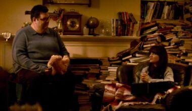 Caleb Hearon and Zooey Deschanel in "Trash Mountain"