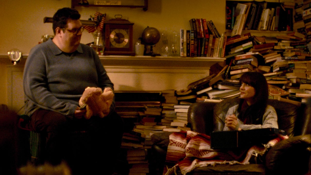 Caleb Hearon and Zooey Deschanel in "Trash Mountain"