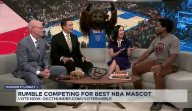 Rumble takes over Thunder Thursday as the Thunder encourages fans to vote for him as the NBA’s best mascot
