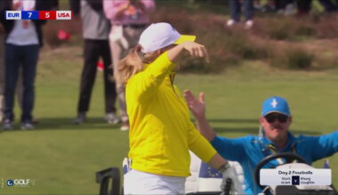 Solheim Cup 2026: Maja Stark holes approach shot on first hole of afternoon fourballs session