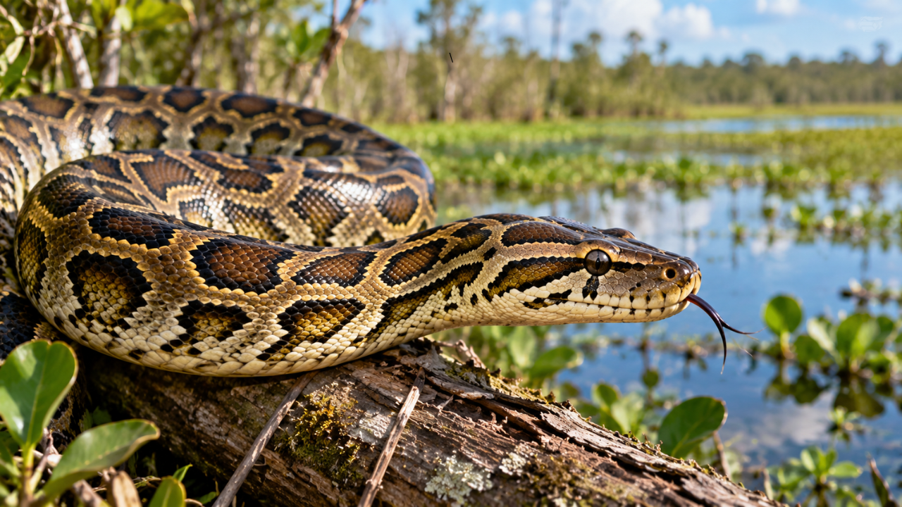 Image AI generated Why are Florida scientists testing Burmese python lures