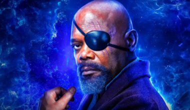 Samuel L. Jackson as Nick Fury in The Marvels poster