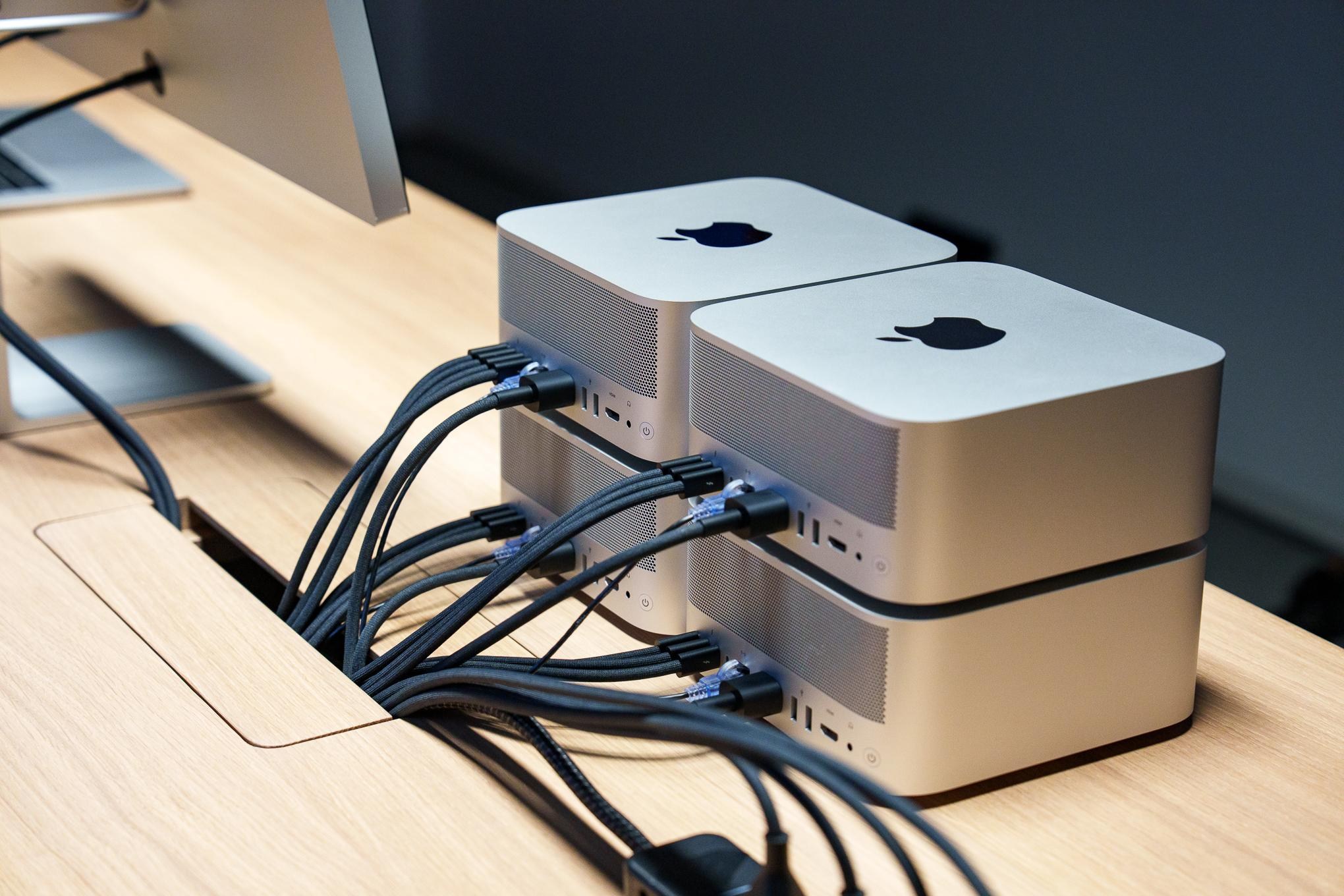 Apple demoed this cluster of four Mac Studios wired up in a cluster for local AI at a briefing I attended last month. That’s nearly $50,000 worth of compute.