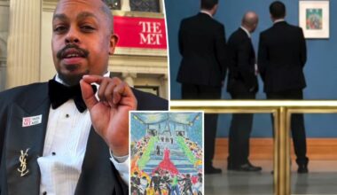 Artist David Sabastian pranks the Met by illegally hanging art piece criticizing the Met Gala
