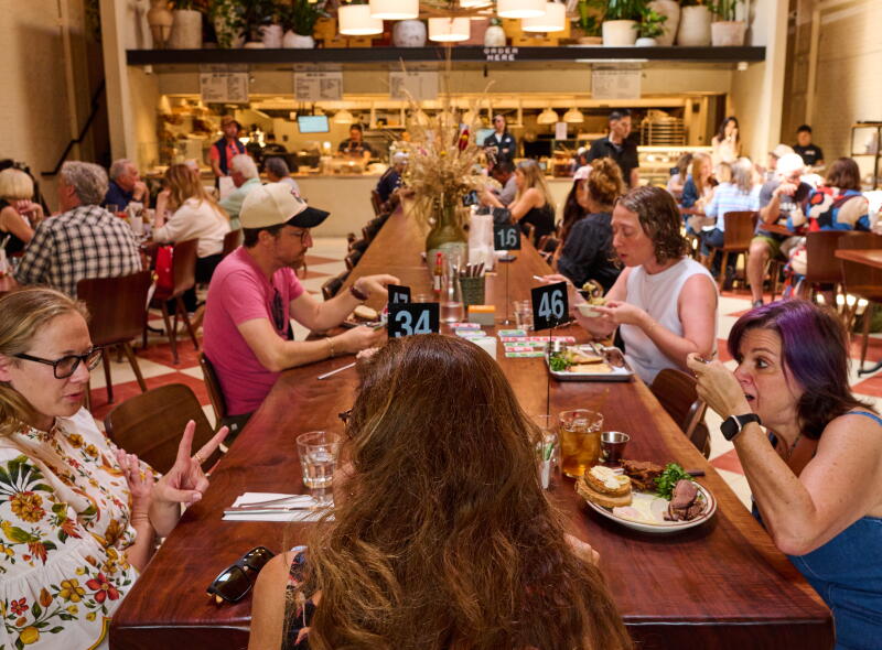 The main dining room at Mish Delicatessen. 
