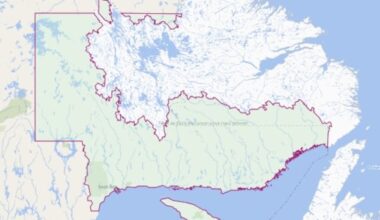 Is this Quebec riding encroaching on Newfoundland and Labrador? Depends who you ask