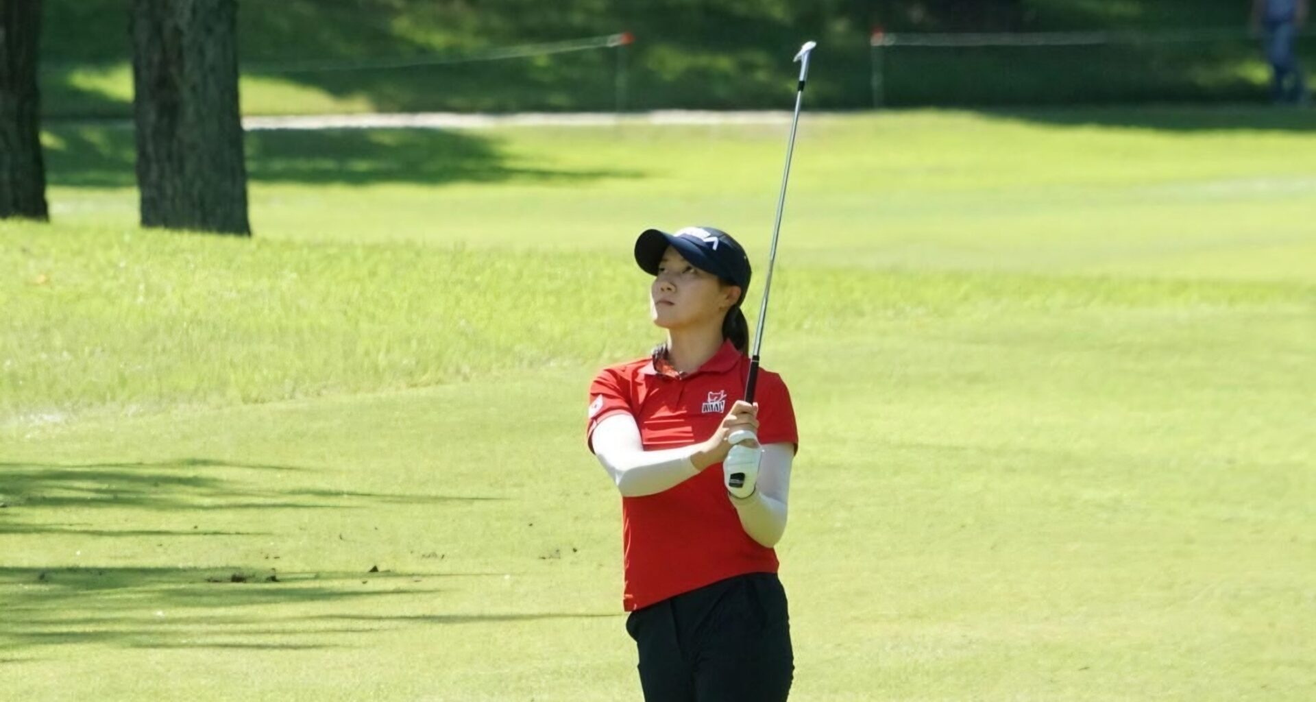 South Korean player Yang Yun-seo watches her shot during the women