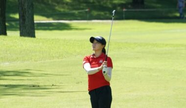 South Korean player Yang Yun-seo watches her shot during the women