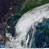 Hurricane Isaias is heading toward the northern Gulf Coast, as seen in this satellite image captured at sunrise Thursday morning. Forecasters say the storm could make landfall late Friday or early Saturday.