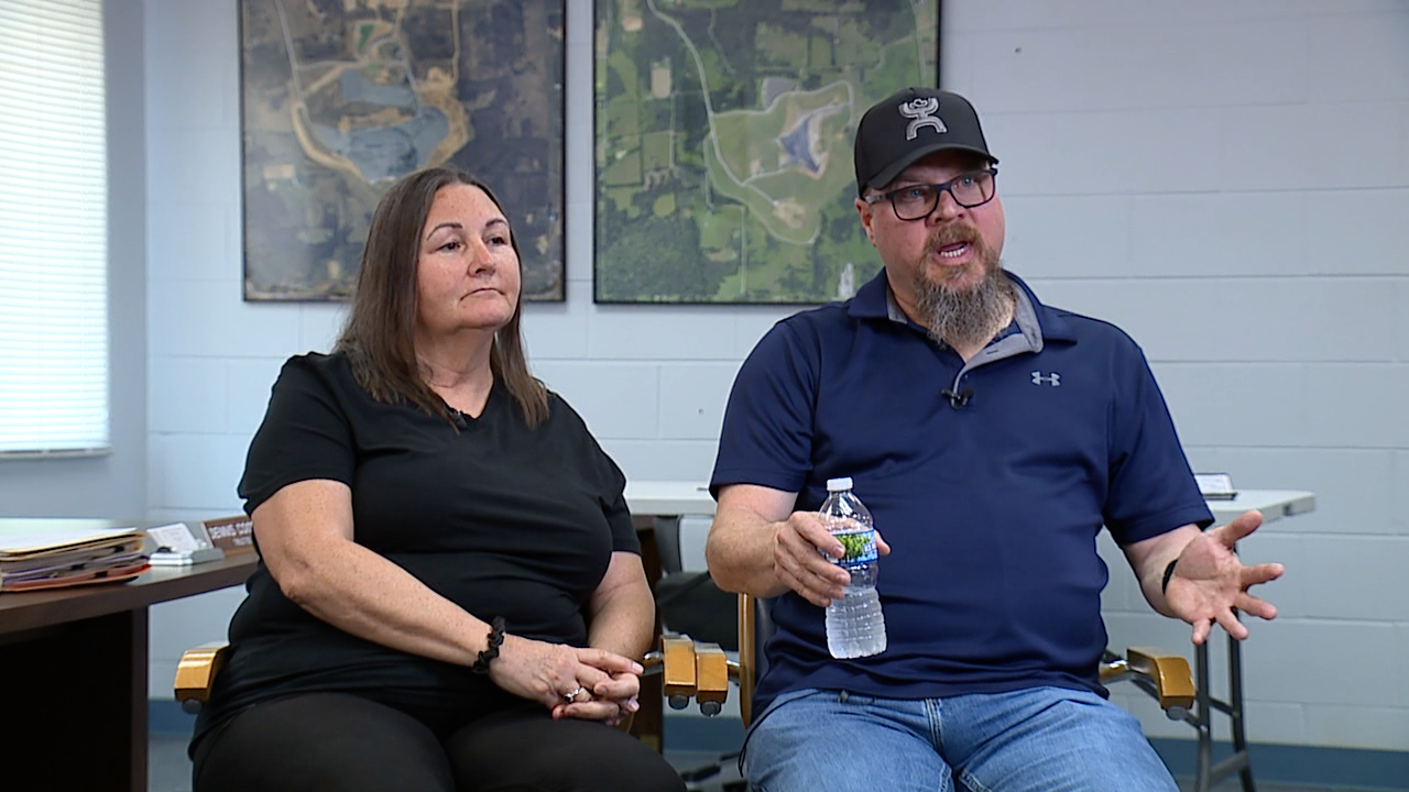 Residents Carla Benjamin and John Jones complained about the stench from the Zimmer landfill in April 2023.