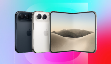 The iPhone Duo is shown on a purple, blue and red background.
