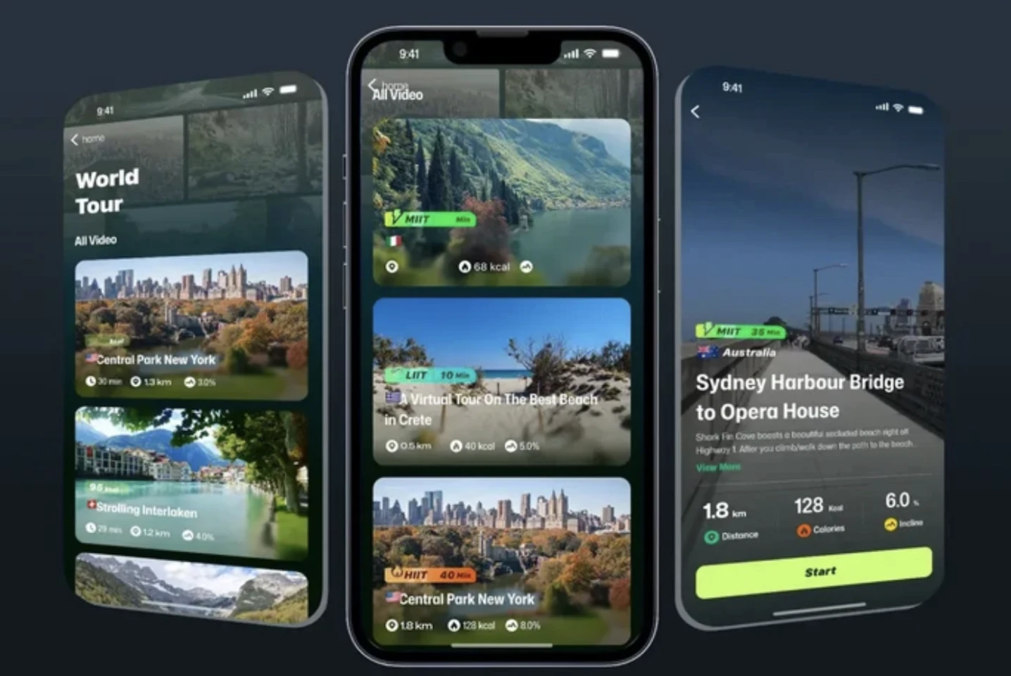 The app offers realistic tracks and hiking trails, and can customize playlists to your pace