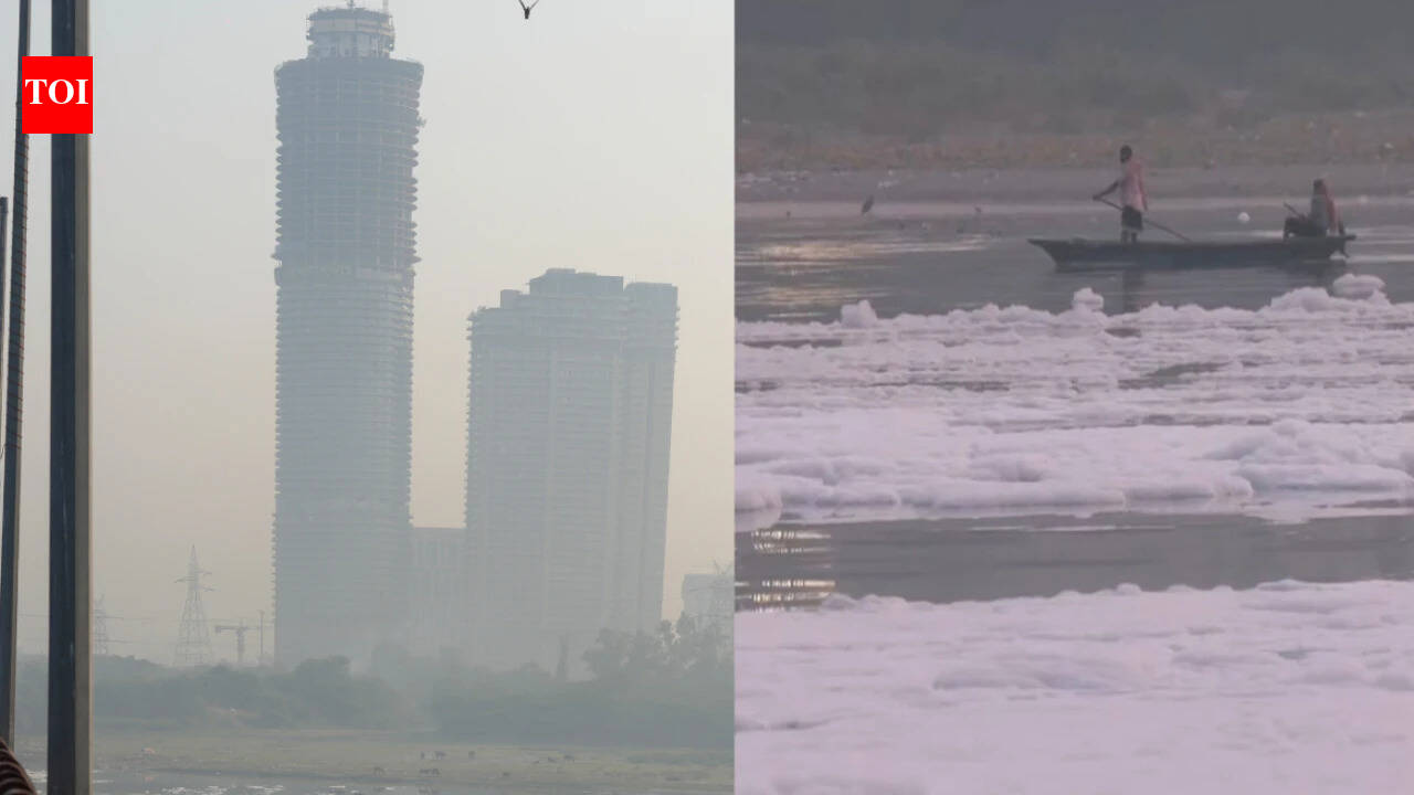 Yamuna Pollution: 'Unhealthy' air, toxic white foam: Yamuna pollution resurfaces at Kalindi Kunj as Delhi-NCR AQI hits 168, GRAP-1 curbs remain in force | Delhi News