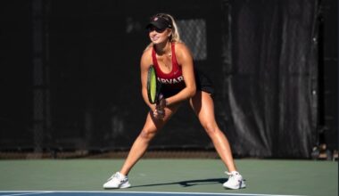 Senior Stephanie Yakoff competes in a match for Harvard. The Fort Lee, N.J., native will attend Michigan for her graduate transfer year.