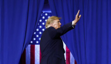 US President Donald Trump attends a campaign rally in Youngstown