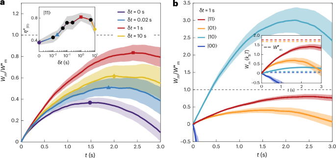 Fig. 4: Work extraction from hDoFs through two-measurement protocols.