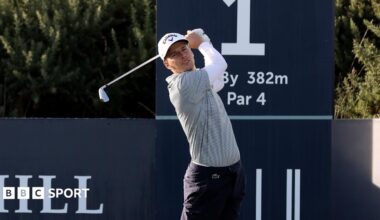 Matthew Jordan tees off at the first hole at  at the Alfred L